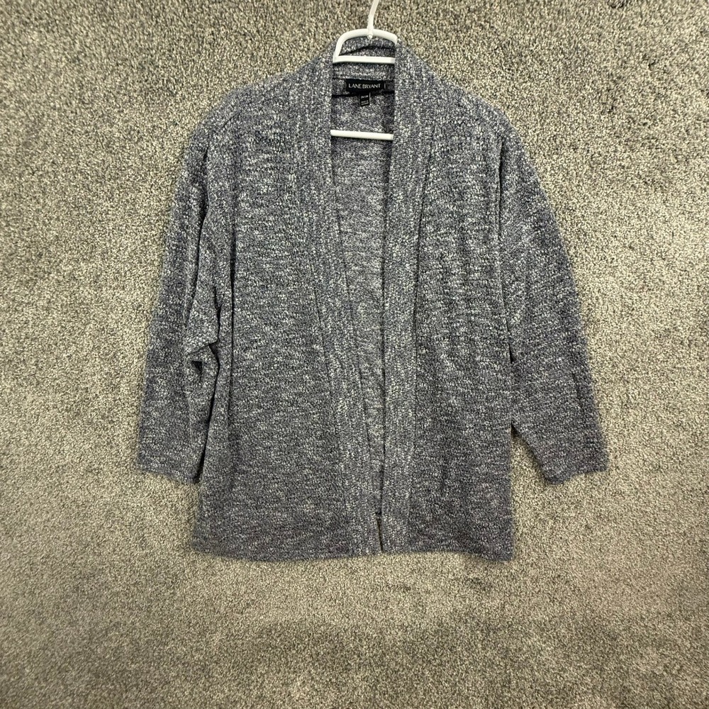 Lane Bryant Blue Marled Open Front Cardigan Sweater Womens 26/28 Shawl Collar